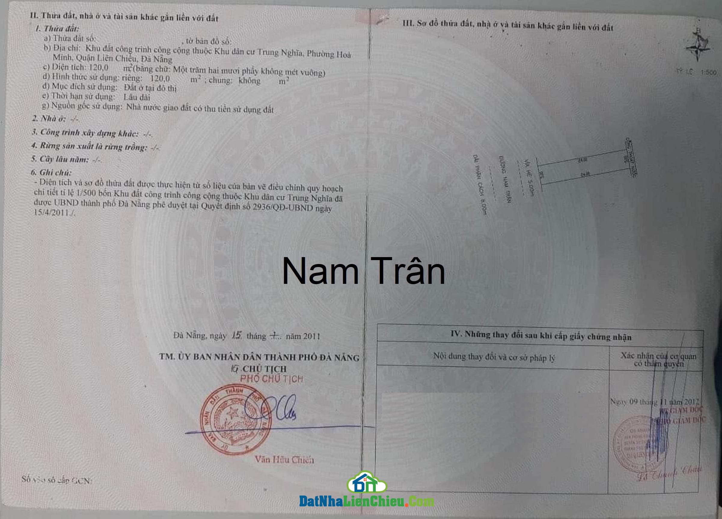 Bán đất mặt tiền đường Nam Trân, Vị trí siêu đẹp, Giá Rẻ , Tháng 02/2023