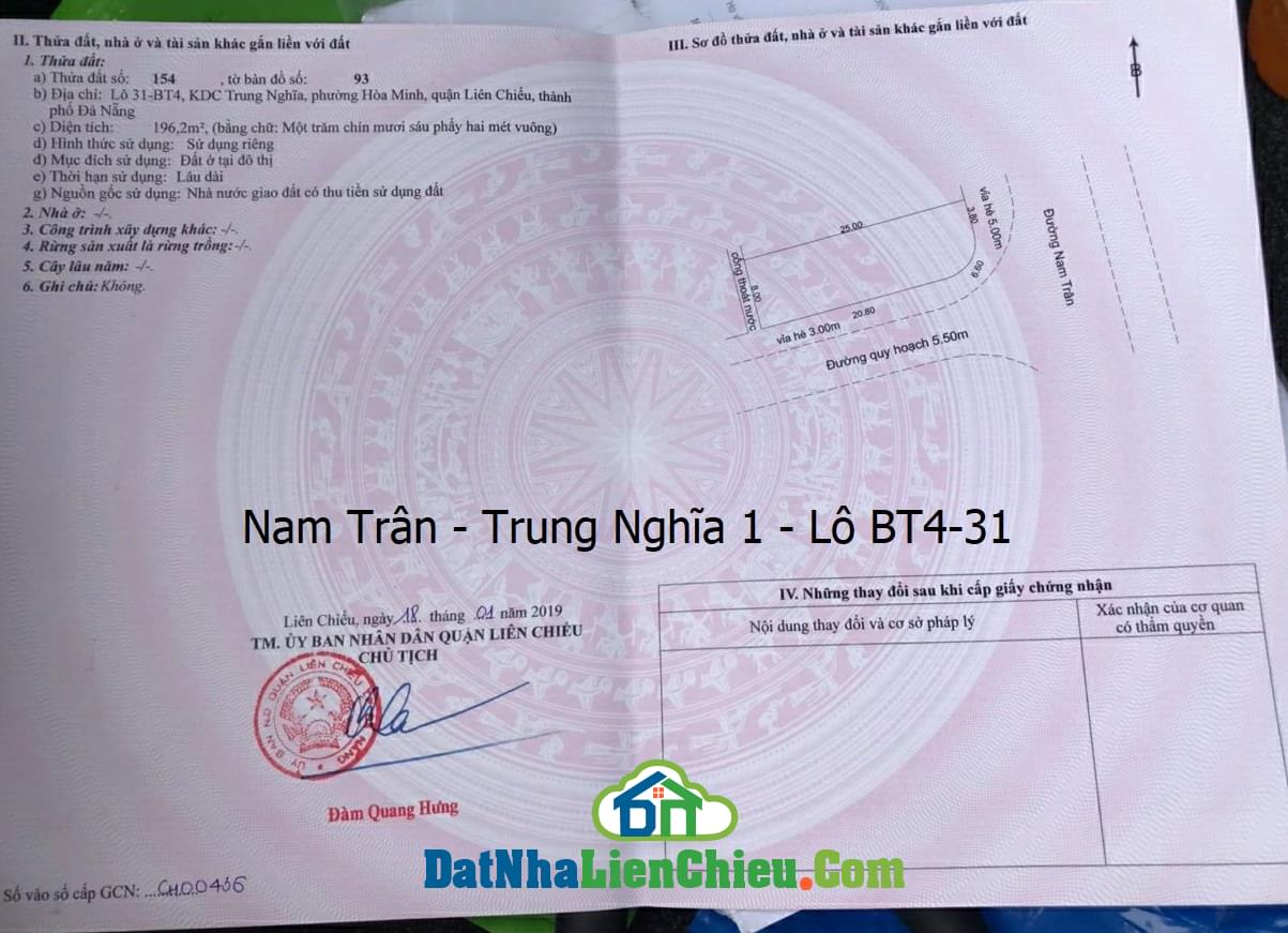 Bán đất góc 2 mặt tiền đường Nam Trân, Vị trí siêu hiếm, Giá Rẻ, Tháng 02/2024