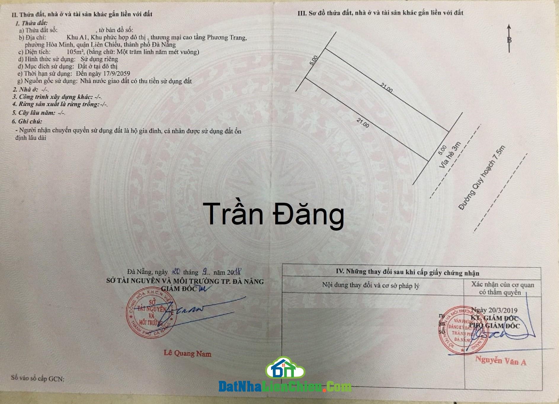 Bán Đất đường Trần Đăng, Quận Liên Chiểu, Đà Nẵng, Giá RẺ 2024