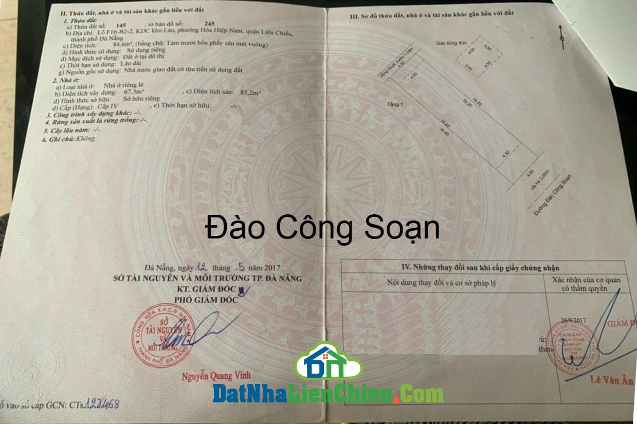 Bán Đất đường Đào Công Soạn; Sát Biển Nguyễn Tất Thành, Giá RẺ 2/2024