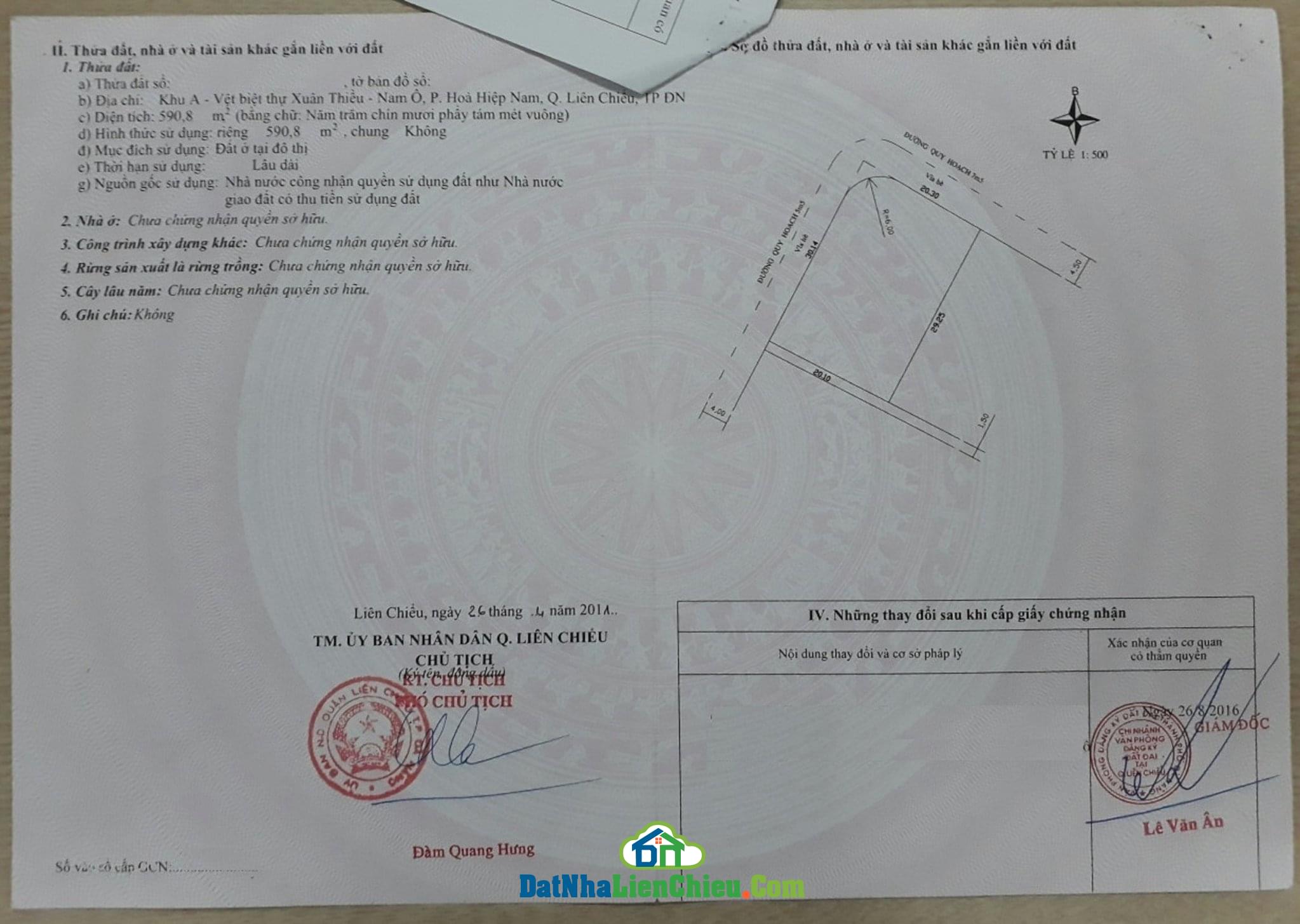 Bán đất Lớn, 1.024,6 m2, Lô Góc, Hai Mặt Tiền, Đường Xuân Thiều 21, Giá Rẻ 2/2024