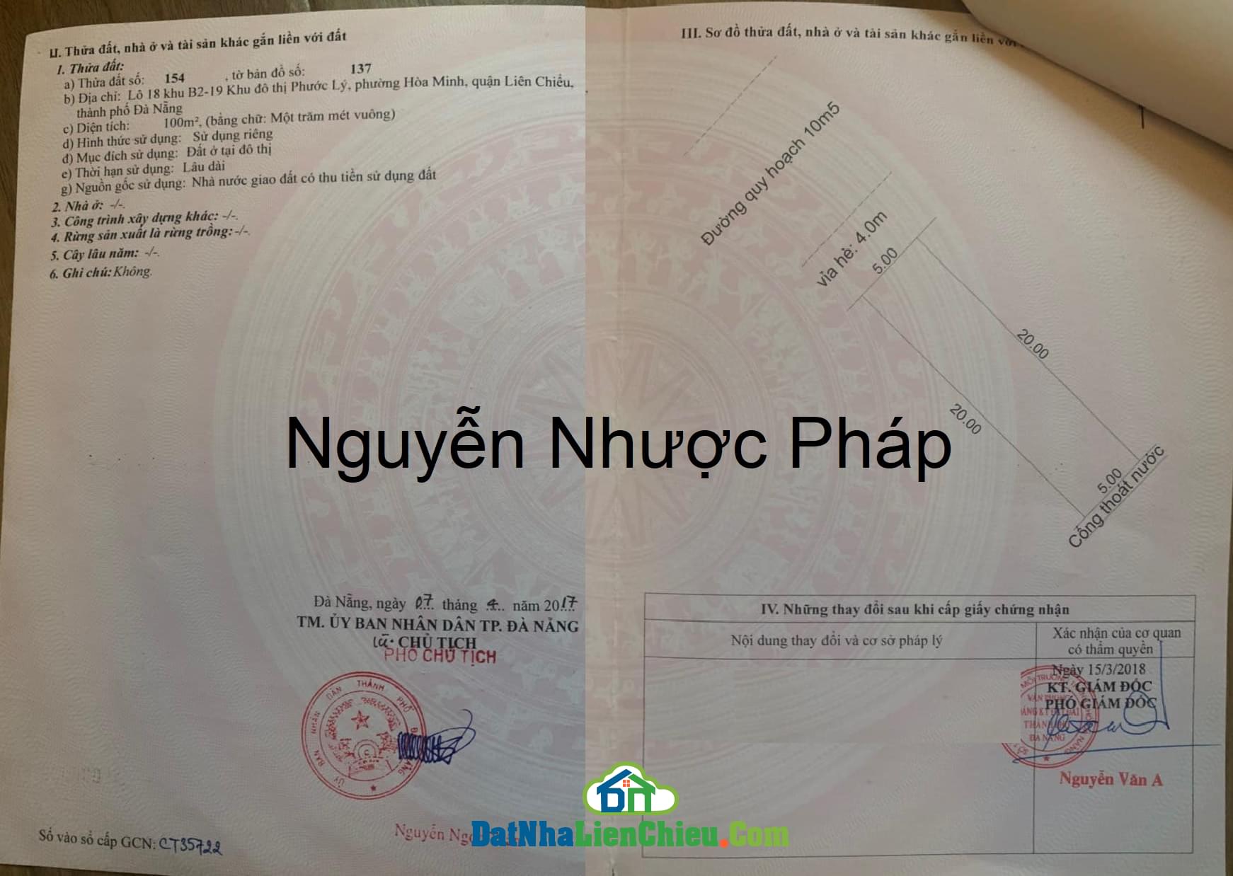 Bán đất đường Nguyễn Nhược Pháp, KĐT Phước Lý, Giá Rẻ