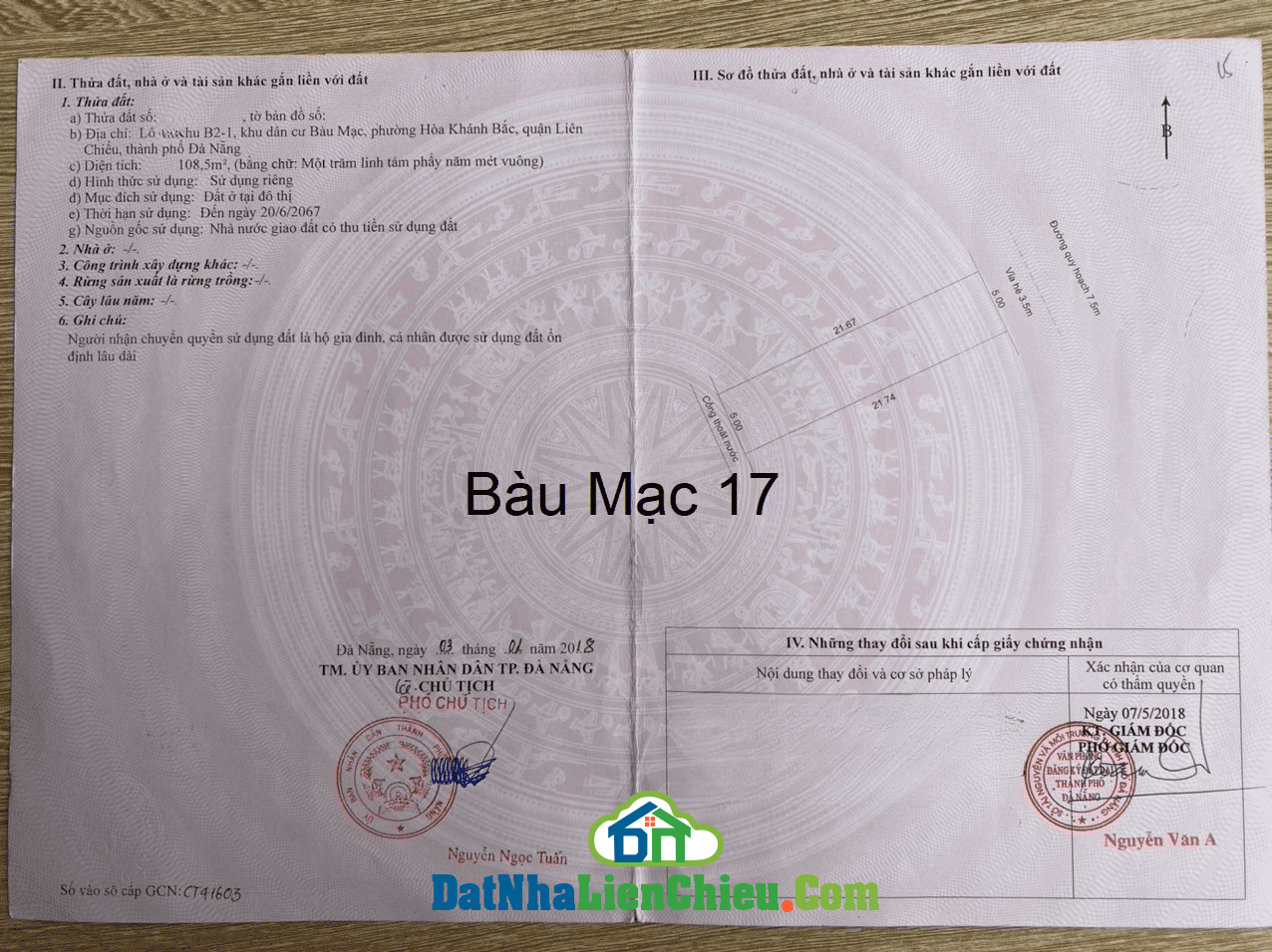 Bán đất đường Bàu Mạc 17, Quận Liên Chiểu, Giá Rẻ