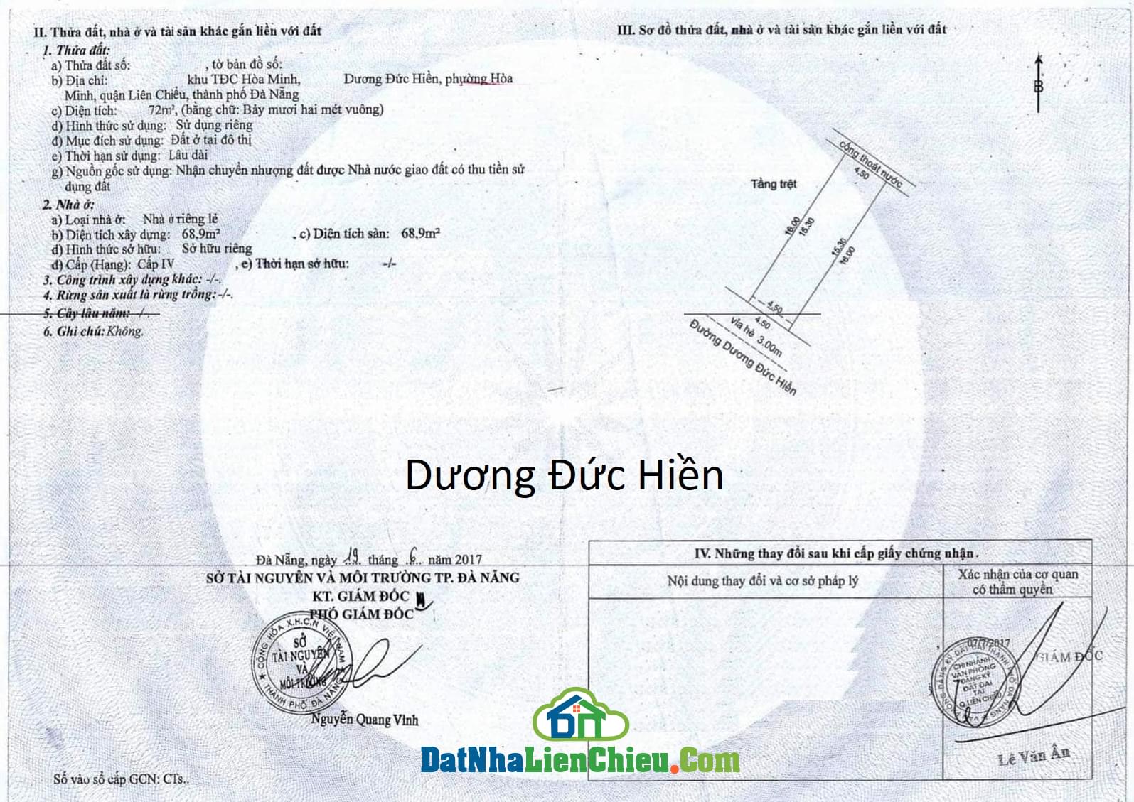 Bán Nhà đường Dương Đức Hiền, Quận Liên Chiểu, Đà Nẵng, Giá Rẻ 2024