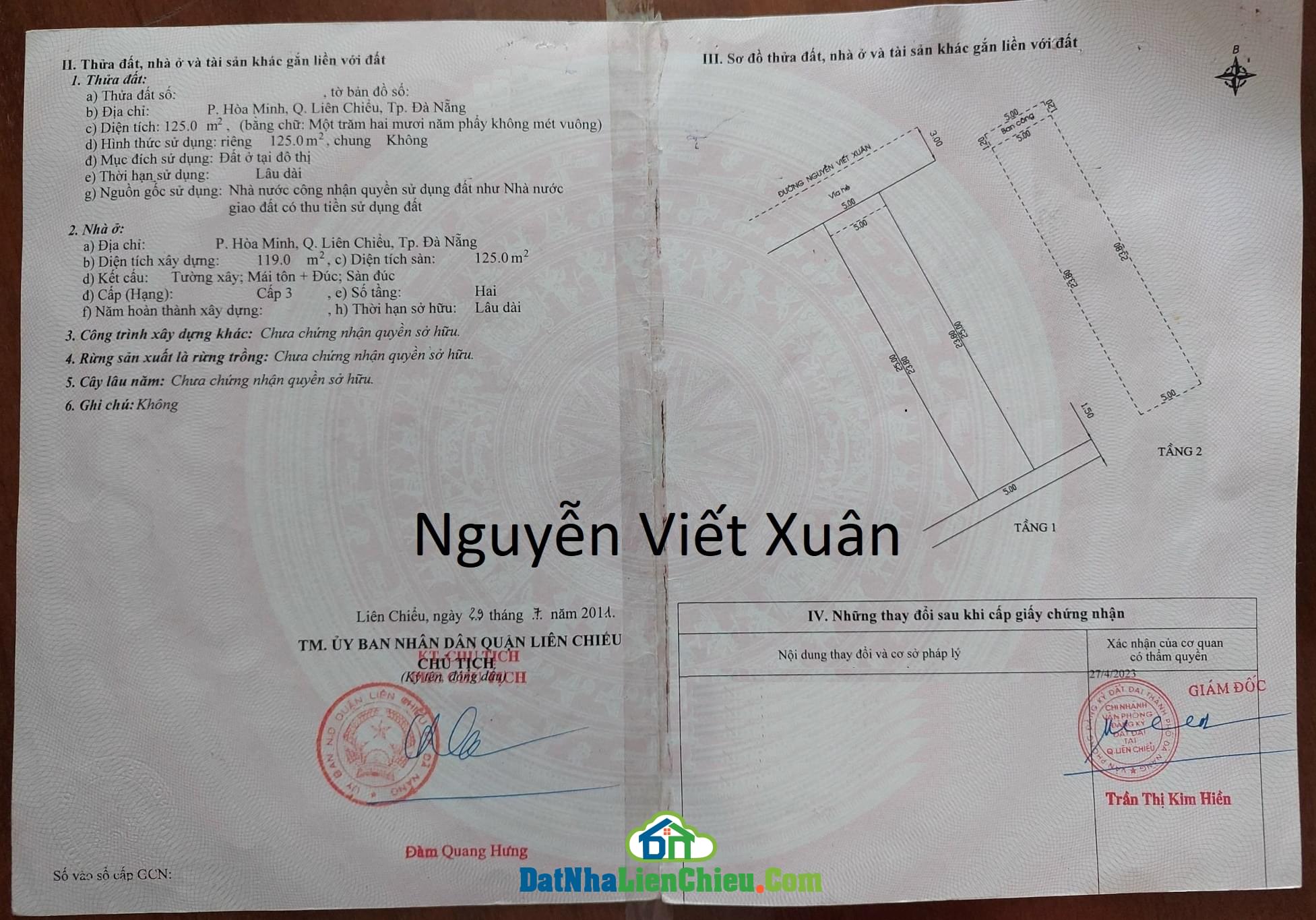 Bán Nhà đường Nguyễn Viết Xuân, Quận Liên Chiểu, Đà Nẵng 2024