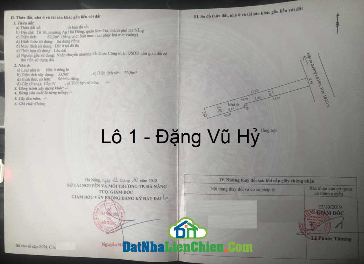 Bán đất mặt tiền đường Đặng Vũ Hỷ, Hàng Hiếm, Giá Rẻ,