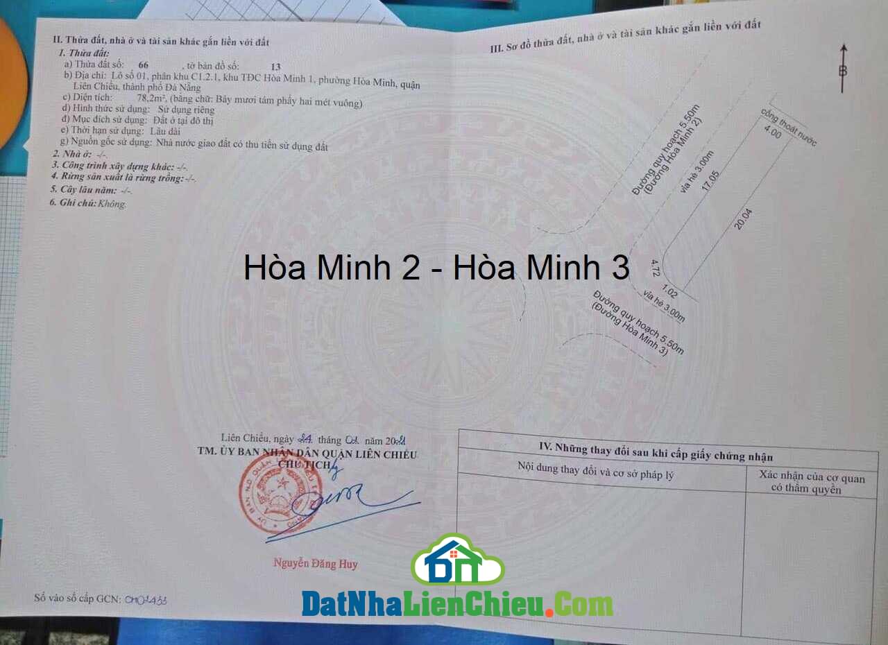 Bán đất 2 mặt tiền đường Hòa Minh 3 – Hòa minh 2, Quận Liên Chiểu, Giá Rẻ