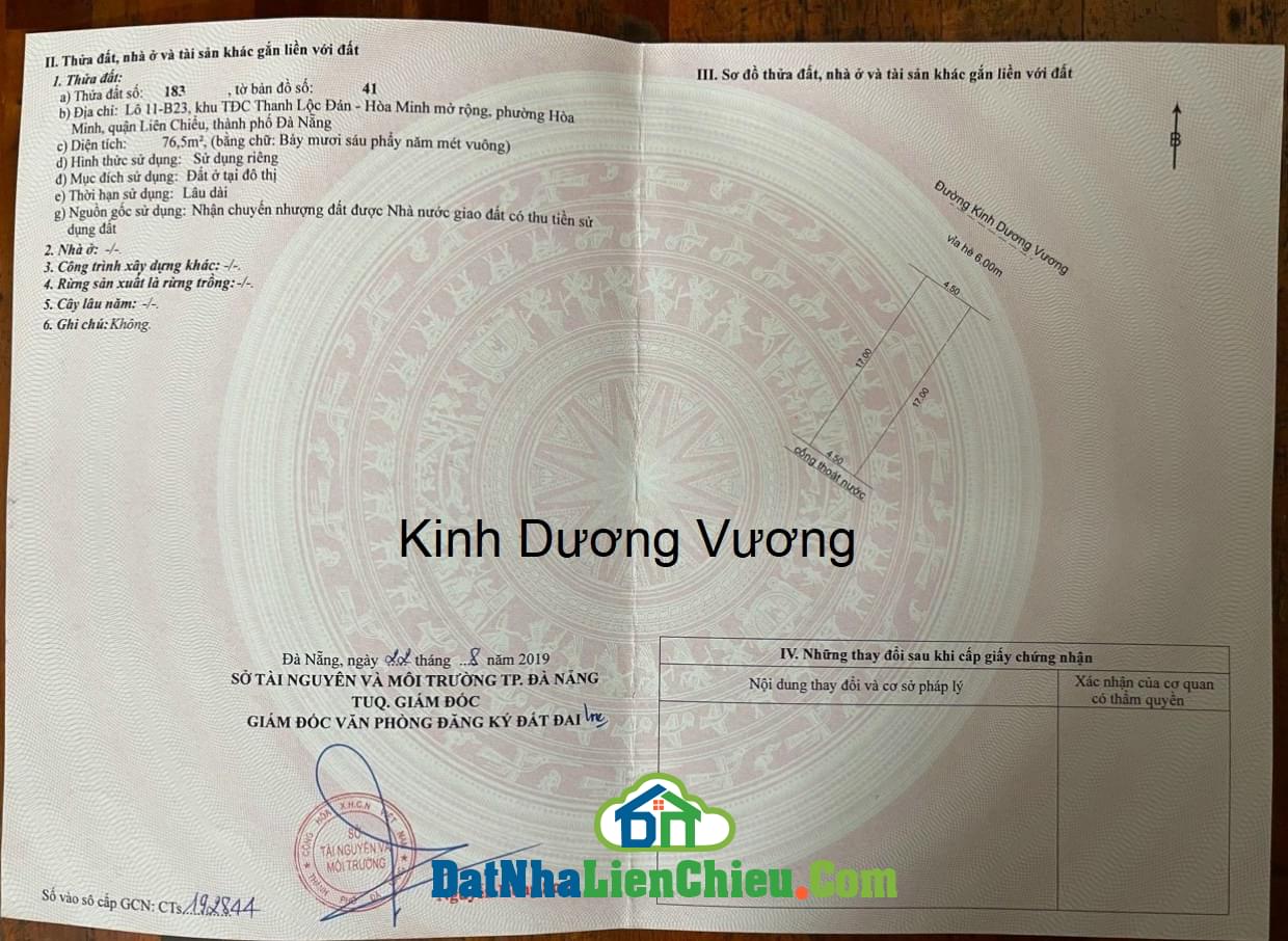 Bán đất đường Kinh Dương Vương, Quận Liên Chiểu Đà Nẵng, Giá Rẻ