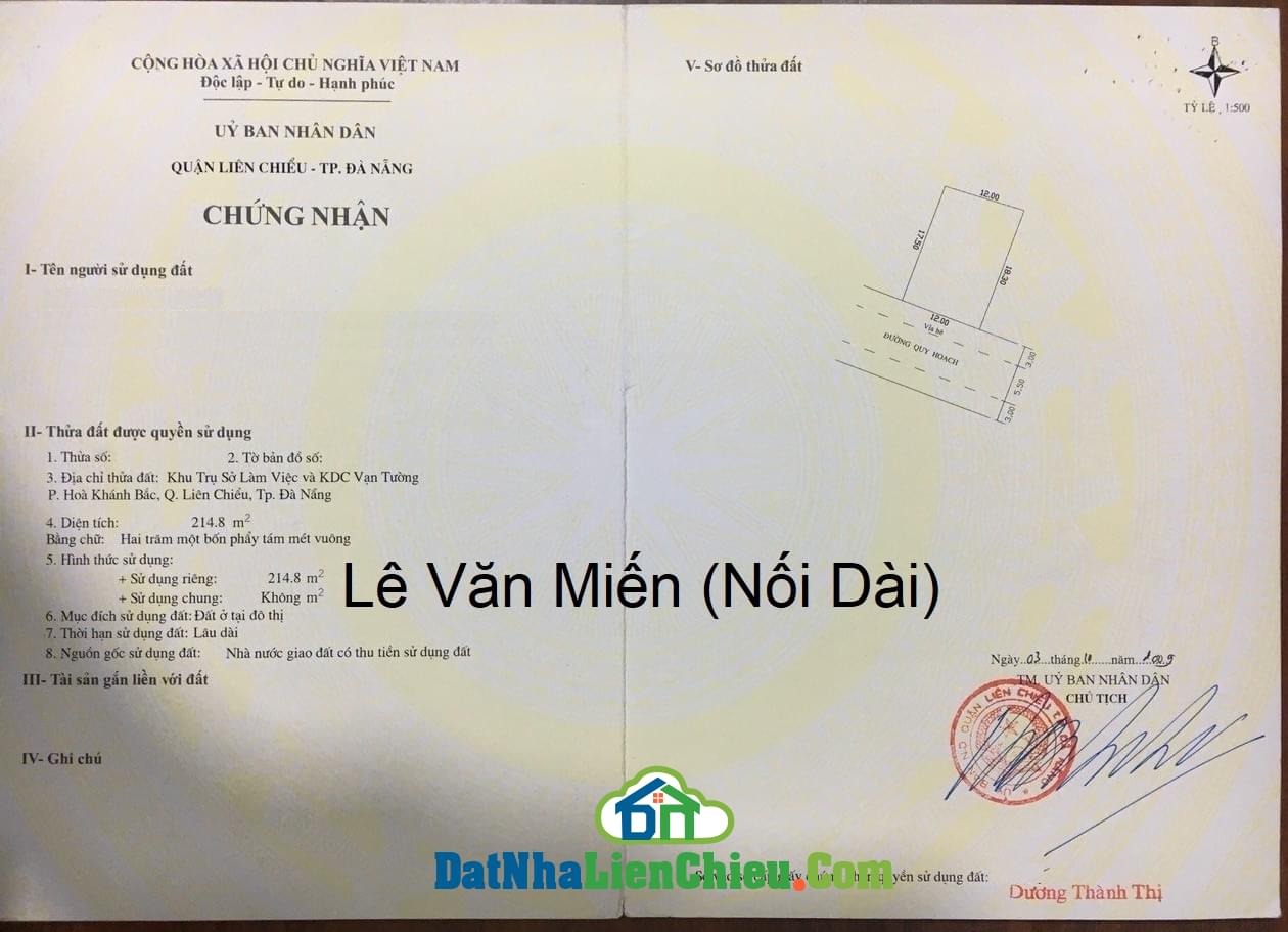 Bán Đất Đường Lê Văn Miến, Quận Liên Chiểu, Đà Nẵng, Giá Rẻ 2024