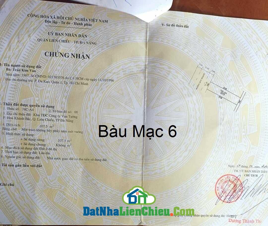 Bán đất đường Bàu Mạc 6, Quận Liên Chiểu, Giá Rẻ