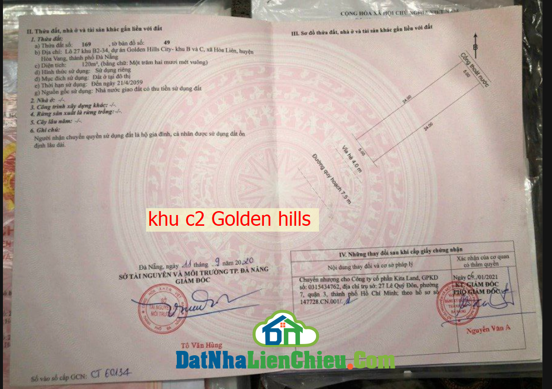 Bán đất khu đô thị Golden Hills City , 125m2 thuộc phân khu C2 Golden Hills City , giá siêu rẻ