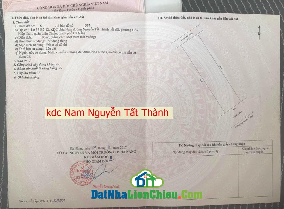 Duy nhất 1 lô đường 7,5m trục thông rẻ nhất thị trường , KDC Nam Nguyễn Tất Thành , 100m2 ( 5×20)