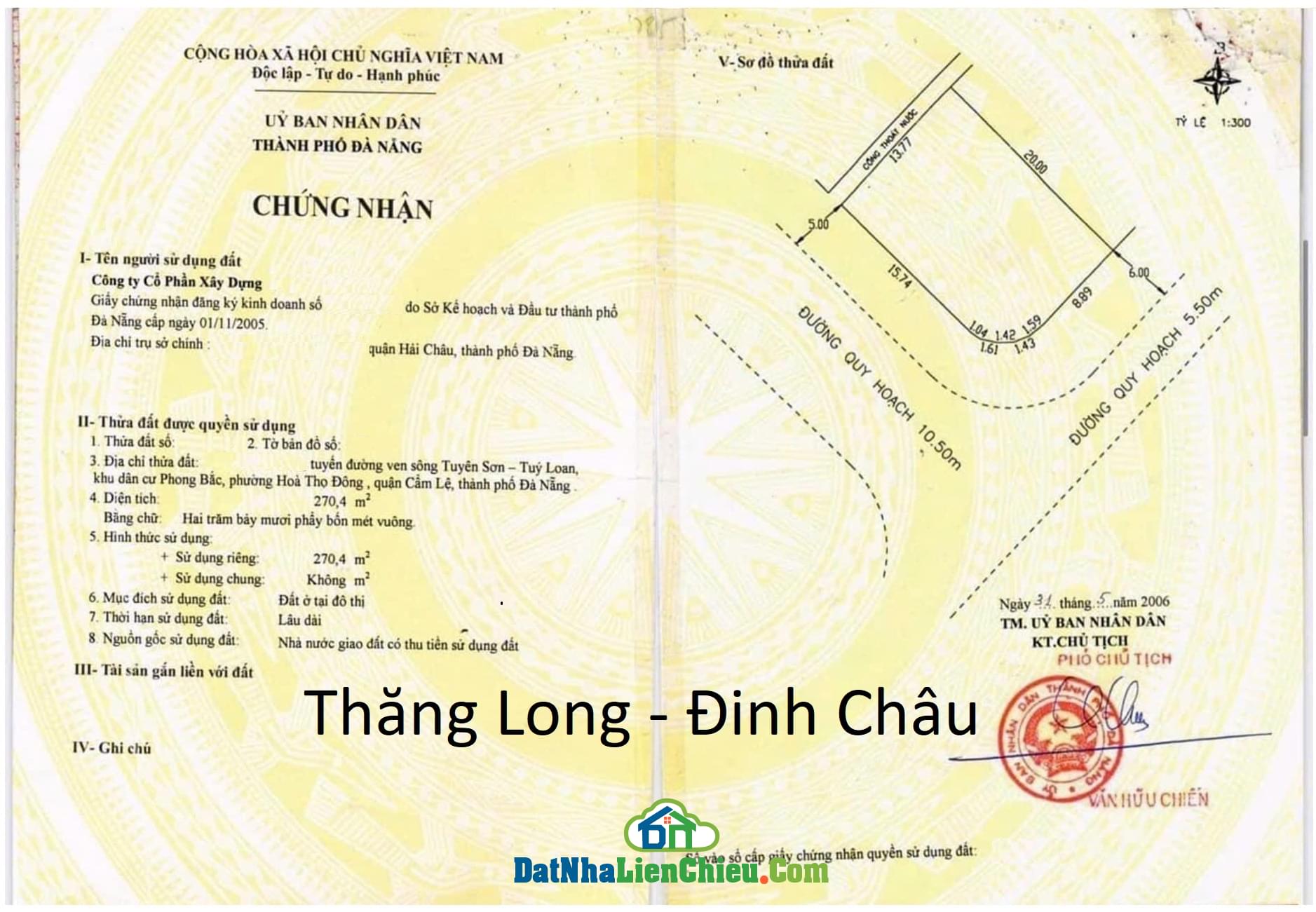 Bán Đất Lô Góc đường Thăng Long, Quận Cẩm Lệ, Đà Nẵng, Giá RẺ 2024