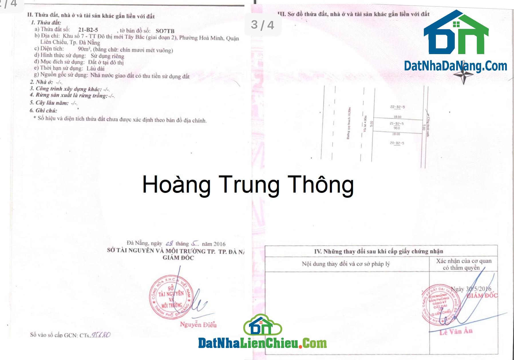 Bán đất mặt tiền đường Hoàng Trung Thông, Quận Liên Chiểu, Vị trí kinh doanh,Giá Rẻ