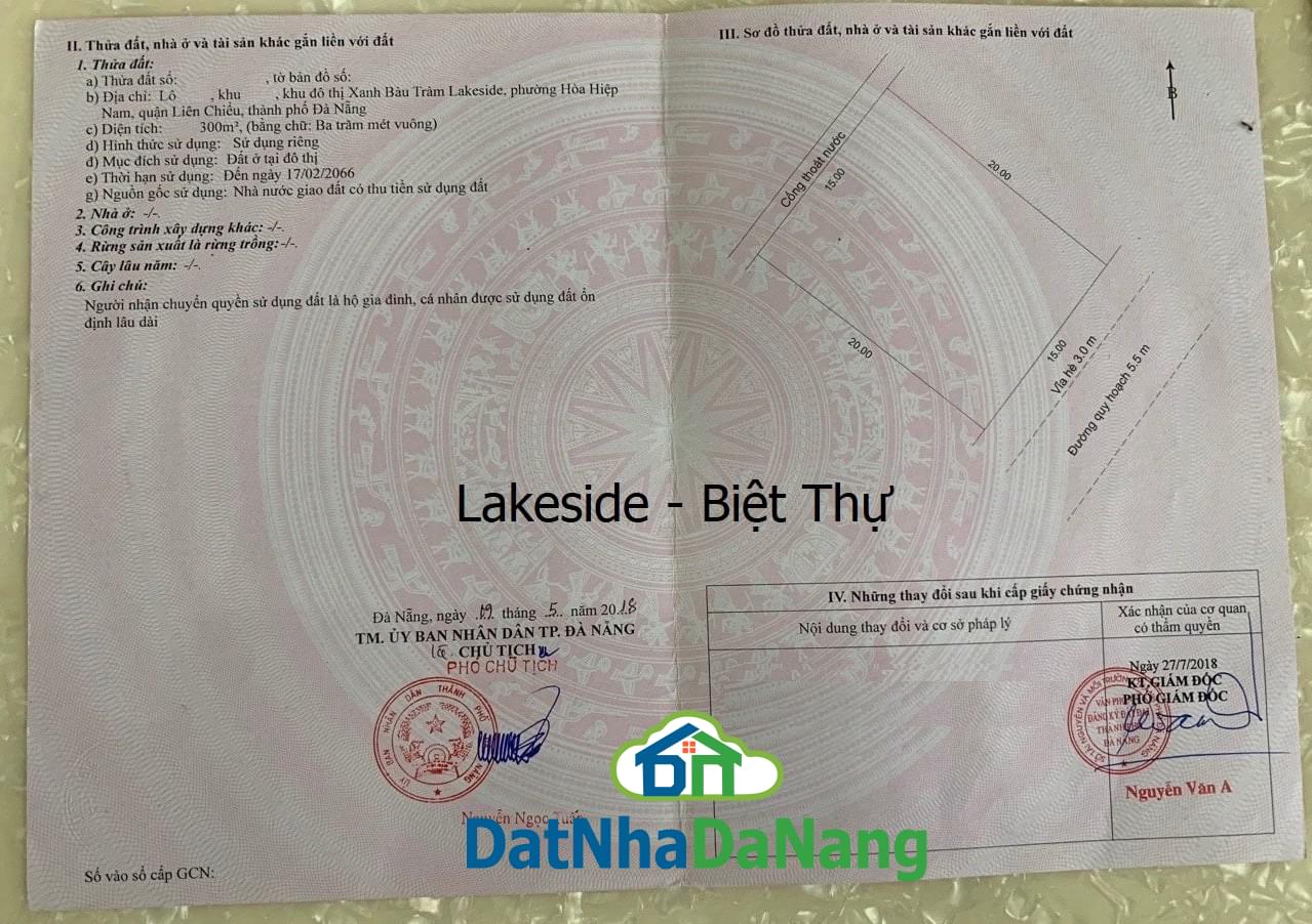 Bán Đất Biệt Thự Lakeside, Đường Tự Đức, Vị Trí Sạch, Đẹp, Giá Rẻ 2024