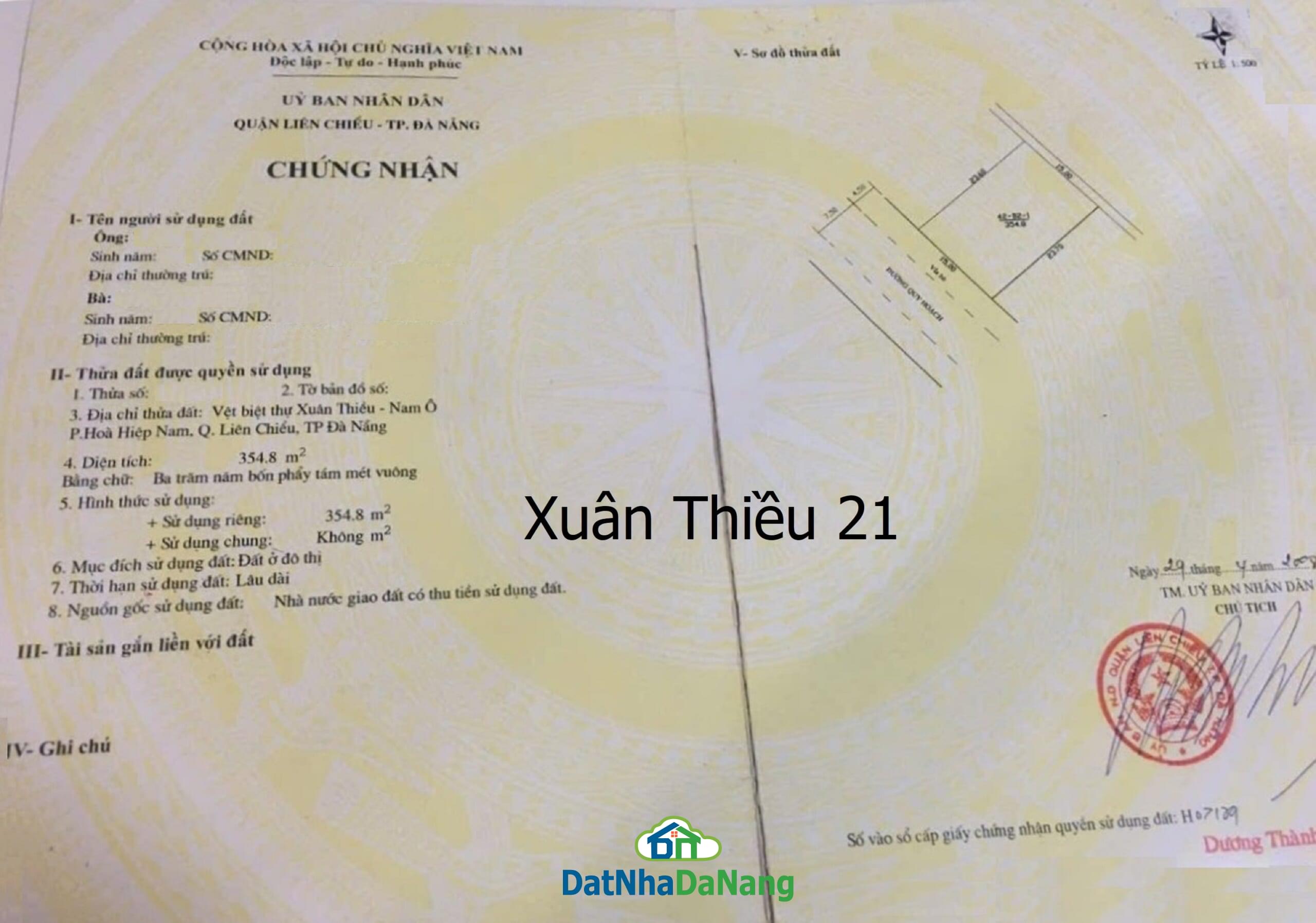 Bán đất Biệt Thự Xuân Thiều, đường Xuân Thiều 21, Sát Nguyễn Tất Thành, Giá SIÊU RẺ 2025