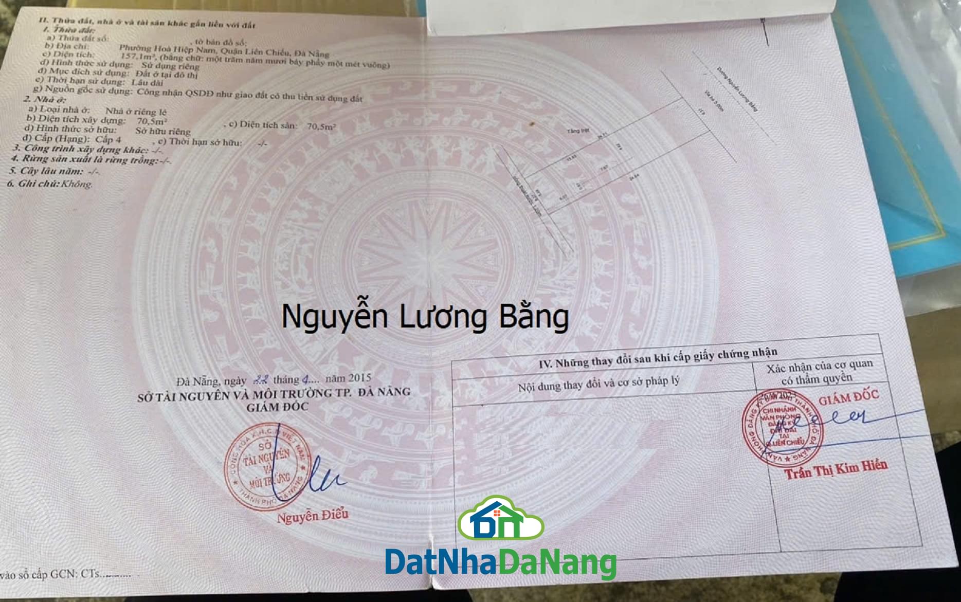 Bán Đất đường Nguyễn Lương Bằng, Đà Nẵng, Diện tích 157 m2, Gần Đường Mê Linh, Giá RẺ